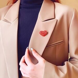 Elegant Red Heart Brooch